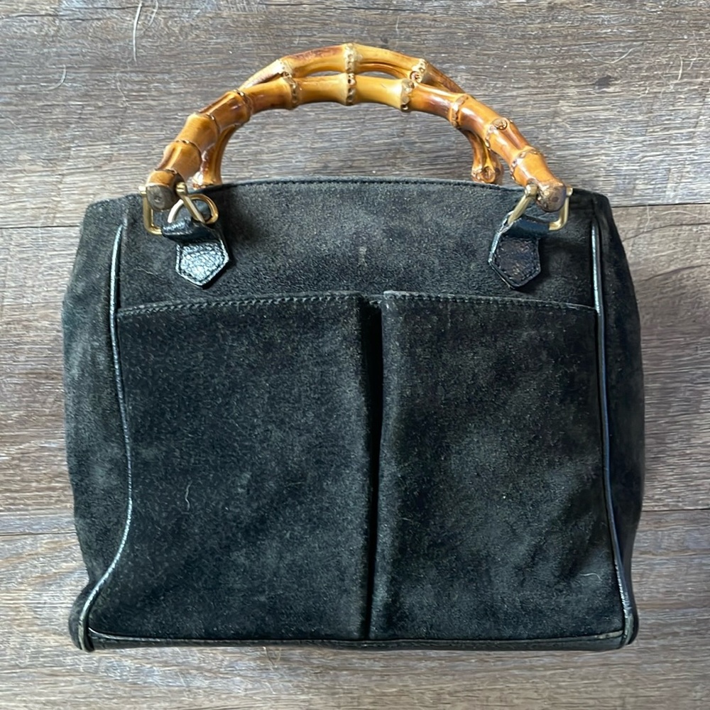 Vintage Gucci Two Way Bamboo Mini suede handbag